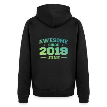 June 2019 Birthday Year 2019 June Gift 2019 - Unisex Premium Organic Zip Hoodie - black - Back - Nico (187cm)