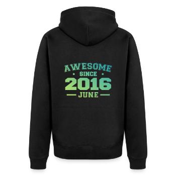 June 2016 Birthday Year 2016 June Gift 2016 - Unisex Premium Organic Zip Hoodie - black - Back - Nico (187cm)