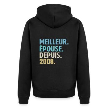 Meilleure Épouse Depuis 2008 - Veste à capuche bio Premium Unisexe - noir - Dos - Nico (187cm)