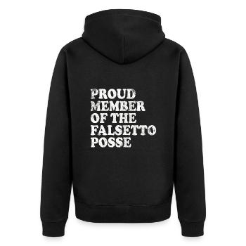 Fier membre du Falsetto Posse - blanc - Veste à capuche bio Premium Unisexe - noir - Dos - Nico (187cm)