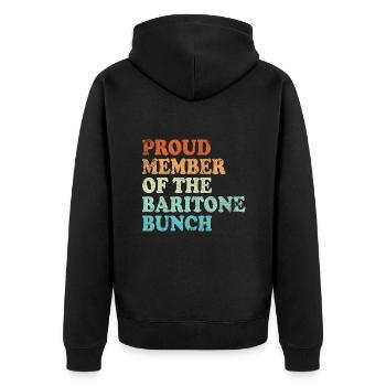 Proud Member of the Baritone Bunch - retro hell - Unisex Premium Bio Zip Hoodie - Schwarz - Hinten - Nico (187cm)