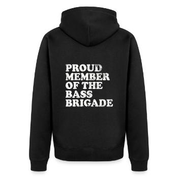 Proud Member of the Bass Brigade - white - Unisex Premium Organic Zip Hoodie - black - Back - Nico (187cm)