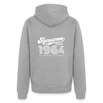 Great since 1964 Vintage Birthday Gift - Unisex Premium Organic Zip Hoodie - heather grey - Back - Nico (187cm)