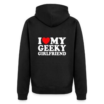 J'aime Ma Petite Amie Geek J'Adore Ma Copine Geek - Veste à capuche bio Premium Unisexe - noir - Dos - Nico (187cm)