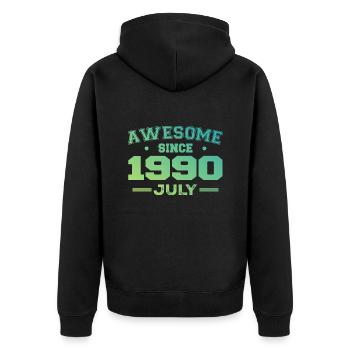Juli 1990 Geburtstagsfeier Juli 1990 Retro - Unisex Premium Bio Zip Hoodie - Schwarz - Hinten - Nico (187cm)