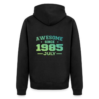 Juli 1985 Geburtstagsfeier Juli 1985 Retro - Unisex Premium Bio Zip Hoodie - Schwarz - Hinten - Nico (187cm)