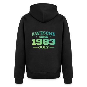 Juillet 1983 Fête Anniversaire Juillet 1983 Rétro - Veste à capuche bio Premium Unisexe - noir - Dos - Nico (187cm)