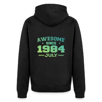 Juli 1984 Geburtstagsfeier Juli 1984 Retro - Unisex Premium Bio Zip Hoodie - Schwarz - Hinten - Nico (187cm)