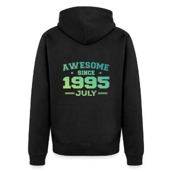 Juli 1995 Geburtstagsfeier Juli 1995 Retro - Unisex Premium Bio Zip Hoodie - Schwarz - Hinten - Nico (187cm)