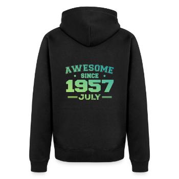 Juli 1957 Geburtstagsfeier Juli 1957 Retro - Unisex Premium Bio Zip Hoodie - Schwarz - Hinten - Nico (187cm)