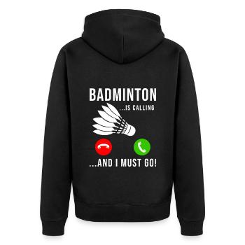 Le badminton appelle le volant - Veste à capuche bio Premium Unisexe - noir - Dos - Nico (187cm)