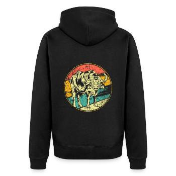 Buffle vintage buffle d’eau - Veste à capuche bio Premium Unisexe - noir - Dos - Nico (187cm)