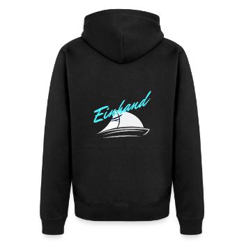 Captain Segelboot Yacht für Segler Skipper Einhand - Unisex Premium Bio Zip Hoodie - Schwarz - Hinten - Nico (187cm)