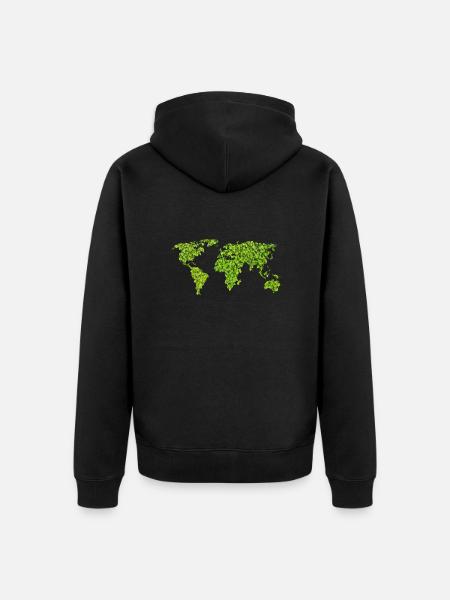 Green World Map - Unisex Premium Organic Zip Hoodie - black