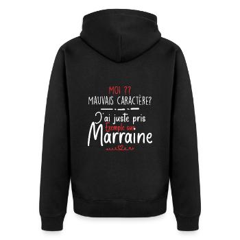 Mauvais caractère - Marraine - Veste à capuche bio Premium Unisexe - noir - Dos - Nico (187cm)