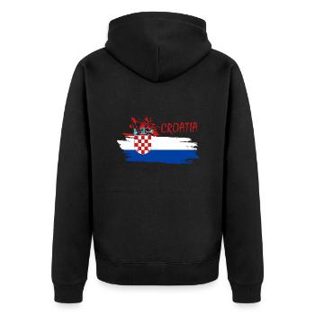 Kroatien - Unisex Premium Bio Zip Hoodie - Schwarz - Hinten - Nico (187cm)