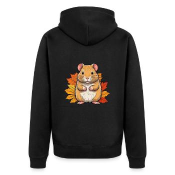 Halloween hamster / Autumn mouse - Unisex Premium Organic Zip Hoodie - black - Back - Nico (187cm)