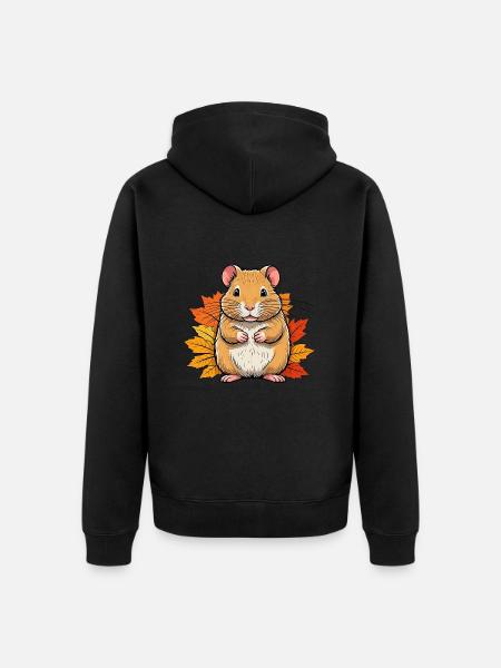 Halloween hamster / Autumn mouse - Premium økologisk unisex-hættejakke - sort