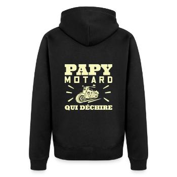 Papy Motard Qui Déchire Grand Père Biker Fan Moto - Veste à capuche bio Premium Unisexe - noir - Dos - Nico (187cm)