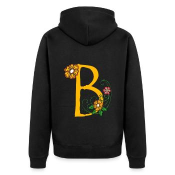blume30 b - Unisex Premium Bio Zip Hoodie - Schwarz - Hinten - Nico (187cm)
