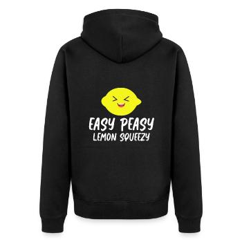 Lemonade Lemons Easy Peasy Lemon Squeezy - Unisex Premium Organic Zip Hoodie - black - Back - Nico (187cm)
