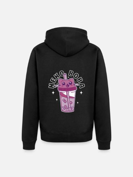 Neko Boba - Unisex Premium Organic Zip Hoodie - black