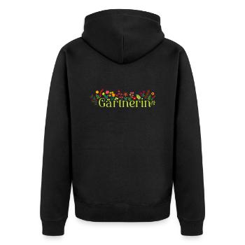 Gärtnerin - Unisex Premium Bio Zip Hoodie - Schwarz - Hinten - Nico (187cm)