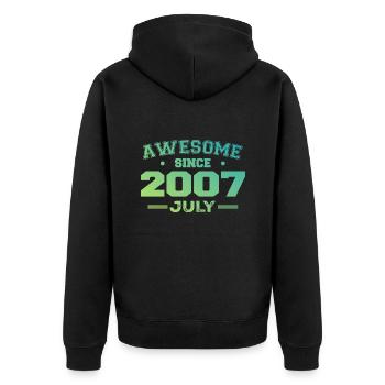 Juli 2007 Geburtstagsfeier Juli 2007 Retro - Unisex Premium Bio Zip Hoodie - Schwarz - Hinten - Nico (187cm)