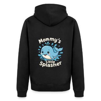 Mamas Kleiner Planscher Süßer Baby Wal - Unisex Premium Bio Zip Hoodie - Schwarz - Hinten - Nico (187cm)