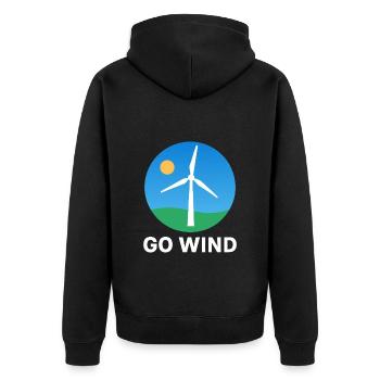 Support Wind Energy – Pro Clean Wind Power - Unisex Premium Organic Zip Hoodie - black - Back - Nico (187cm)