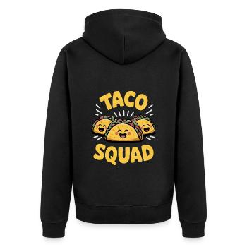 Taco Squad – Lustige Fiesta Truppe - Unisex Premium Bio Zip Hoodie - Schwarz - Hinten - Nico (187cm)