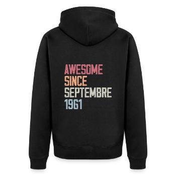 Légende Septembre 1961 Anniversaire Cadeau 1961 - Veste à capuche bio Premium Unisexe - noir - Dos - Nico (187cm)