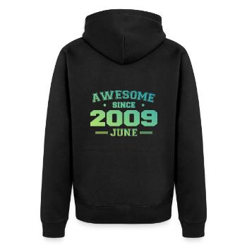 Juni 2009 Geburtstag Jahr 2009 Juni Geschenk 2009 - Unisex Premium Bio Zip Hoodie - Schwarz - Hinten - Nico (187cm)
