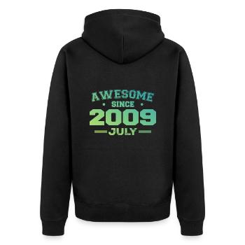 Juli 2009 Geburtstagsfeier Juli 2009 Retro - Unisex Premium Bio Zip Hoodie - Schwarz - Hinten - Nico (187cm)