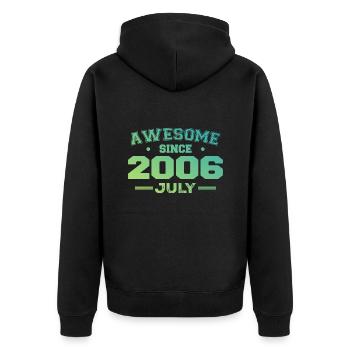 Juli 2006 Geburtstagsfeier Juli 2006 Retro - Unisex Premium Bio Zip Hoodie - Schwarz - Hinten - Nico (187cm)