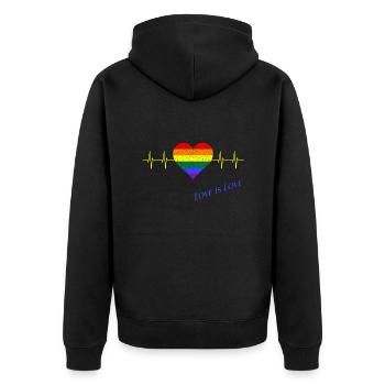 Lgbtq love is love Pride - Unisex Premium Bio Zip Hoodie - Schwarz - Hinten - Nico (187cm)