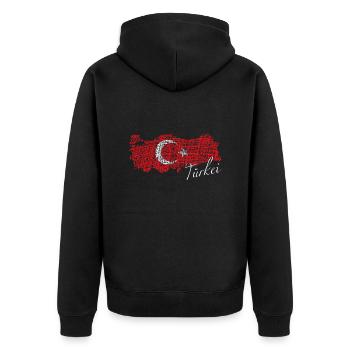 Türkei - Unisex Premium Bio Zip Hoodie - Schwarz - Hinten - Nico (187cm)