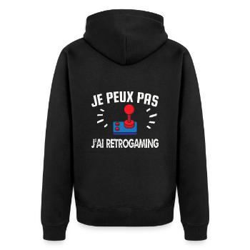 je peux pas j'ai rétrogaming - Veste à capuche bio Premium Unisexe - noir - Dos - Nico (187cm)