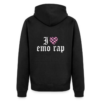 J'Adore L'Emo Rap J'aime La Musique Emo Rap - Veste à capuche bio Premium Unisexe - noir - Dos - Nico (187cm)