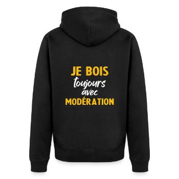 I Always Drink In Moderation - Unisex Premium Organic Zip Hoodie - black - Back - Nico (187cm)