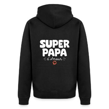 Papa drôle Fête des Pères Super papa d'amour - Veste à capuche bio Premium Unisexe - noir - Dos - Nico (187cm)