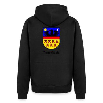 Siebenbürgen-Wappen "Transylvania" - Unisex Premium Bio Zip Hoodie - Schwarz - Hinten - Nico (187cm)