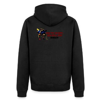 Ringen - Unisex Premium Bio Zip Hoodie - Schwarz - Hinten - Nico (187cm)