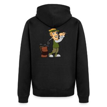 Golf Golfer - Unisex Premium Bio Zip Hoodie - Schwarz - Hinten - Nico (187cm)