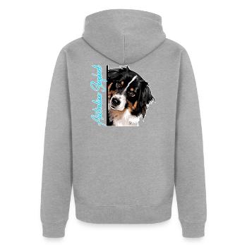 Berger australien DA Wilsigns Race de chiens australien - Veste à capuche bio Premium Unisexe - gris chiné - Dos - Nico (187cm)