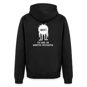 Hilfe! Ich habe ein Monster erschaffen - Unisex Premium Bio Zip Hoodie - Schwarz - Hinten - Nico (187cm)