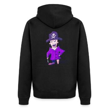 Barthy the Pirate - Unisex Premium Bio Zip Hoodie - Schwarz - Hinten - Nico (187cm)