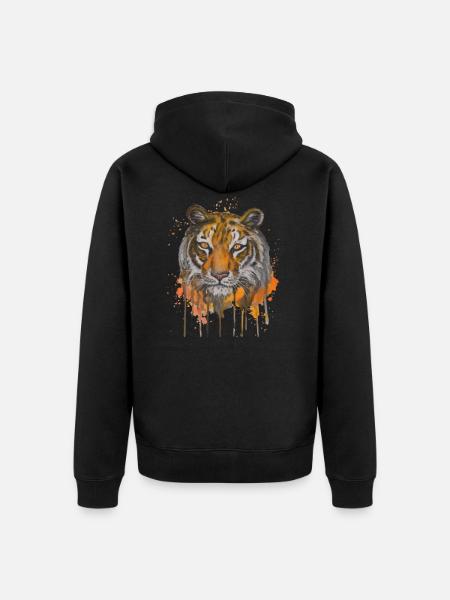 Tiger - Eye Of The Tiger - Geschenkidee - Unisex Premium Bio Zip Hoodie - Schwarz