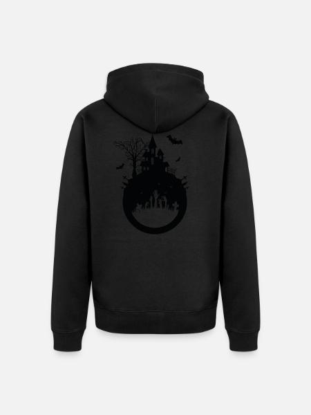 Haunted House - Halloween Design - Unisex Premium Organic Zip Hoodie - black