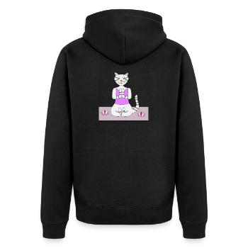 Yogakatze Yoga Katze Wellness Entspannung - Unisex Premium Bio Zip Hoodie - Schwarz - Hinten - Nico (187cm)